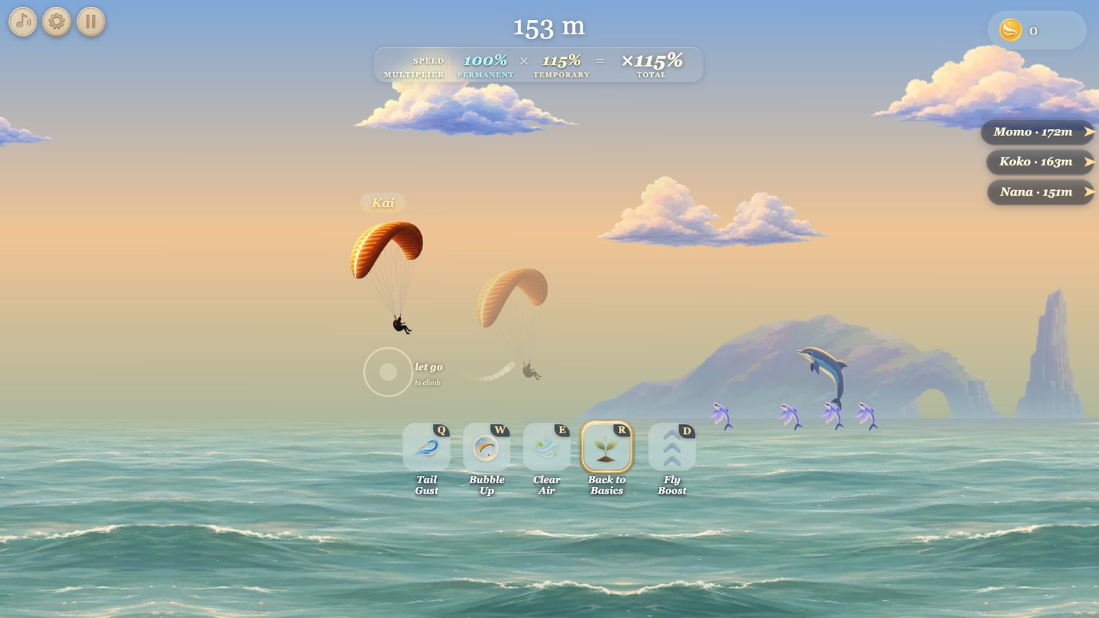 Four gliders racing along the coast